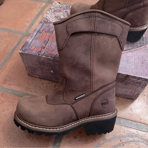 NEW Hoss Boot Company Aspen Logger Pull On Brown Boots - Size 7 EE - Picture 2 of 9